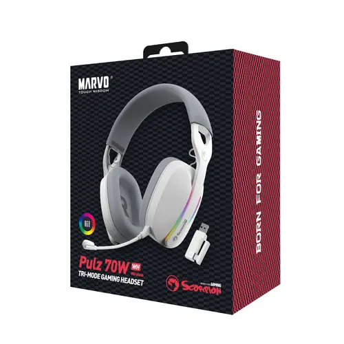 Marvo безжични геймърски слушалки Gaming Headphones Pulz 70W WH - Bluetooth, 2.4G - MARVO-HG9086W-WH - image 8