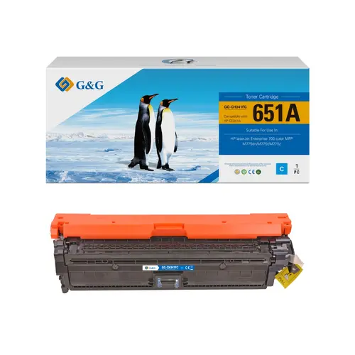 Cartuș toner, G&G NT-CH341FC, Cyan – compatibil cu HP CE341A (651A), LaserJet Enterprise 700 Color/MFP M775 Series - 1