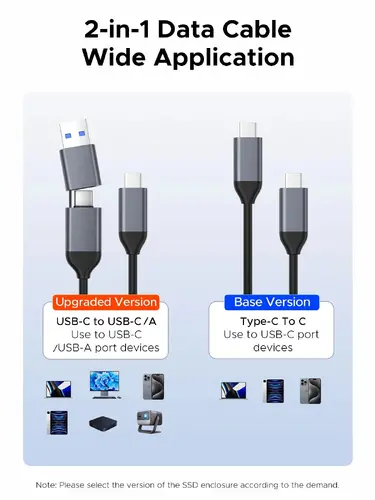Orico външна кутия за диск Storage - Case - M.2 NVMe/SATA M/B key - USB3.1 Type-C/A, Silicone Protective Case, 10Gbps - AXM2S-G2-V1-GY-BP - image 7