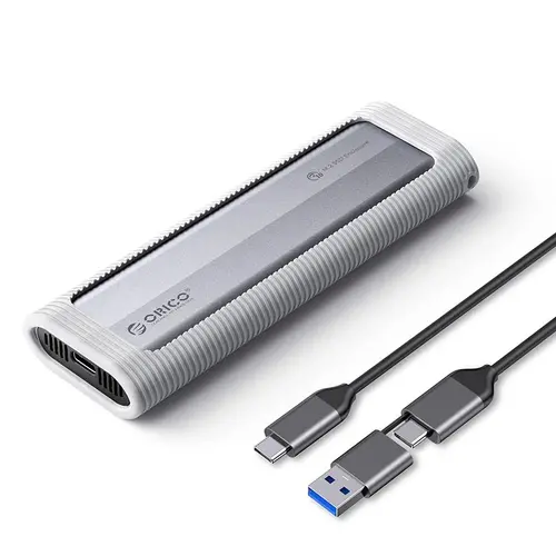 Orico carcasă externă pentru disc Storage - Case - M.2 NVMe/SATA M/B key - USB3.1 Type-C/A, husă de protecție din silicon, 10Gbps - AXM2S-G2-V1-GY-BP - 1