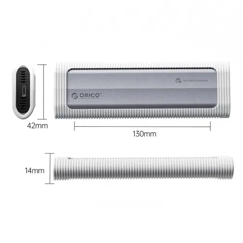 Orico външна кутия за диск Storage - Case - M.2 NVMe/SATA M/B key - USB3.1 Type-C, Silicone Protective Case, 10Gbps - AXM2S-G2-GY-BP - image 2