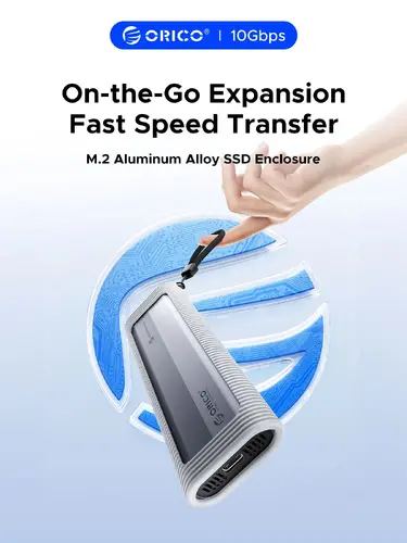 Orico външна кутия за диск Storage - Case - M.2 NVMe/SATA M/B key - USB3.1 Type-C, Silicone Protective Case, 10Gbps - AXM2S-G2-GY-BP - image 3