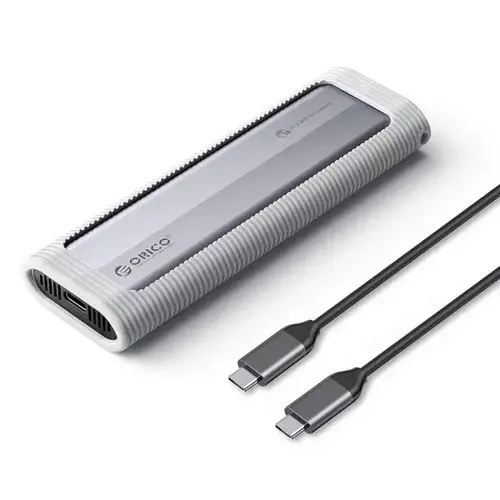 Orico carcasă externă pentru disc Storage - Case - M.2 NVMe/SATA M/B key - USB3.1 Type-C, husă de protecție din silicon, 10Gbps - AXM2S-G2-GY-BP - 1