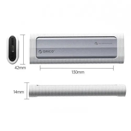 Orico външна кутия за диск Storage - Case - M.2 NVMe M-key 10 Gbps, Silicone Protective Case, USB-C/A - AXM2-G2-V1-GY - image 1