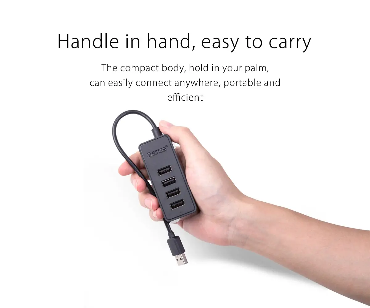 Orico USB hub USB2.0 HUB 4 θυρών - είσοδος USB/Micro USB, μαύρο - W5P-U2-100-BK-EP - image 9