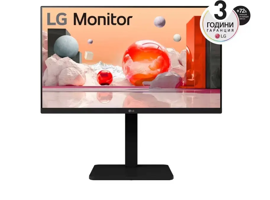 Монитор, LG 24BA550-B, 23.8" IPS LED AG, 200cd/m2, Full HD 1920x1080, 100Hz, sRGB 95% , D-Sub, Display Port, HDMI, USB 5 Gbps, Speaker 2W x 2, Tilt, Height, Swivel, Pivot, Reader Mode, LG Switch app, Black