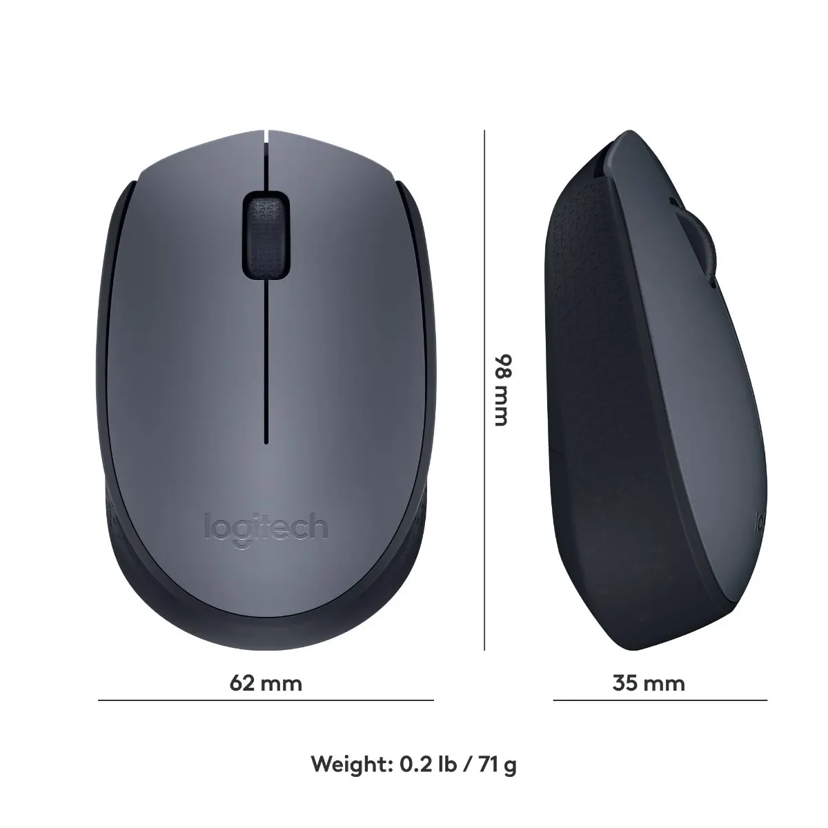 МИШКА LOGITECH M170 - Optical - 1000 dpi, USB - Wireless / Безжична - Black - PN 910-004642 - image 2