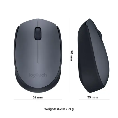 МИШКА LOGITECH M170 - Optical - 1000 dpi, USB - Wireless / Безжична - Black - PN 910-004642 - image 2