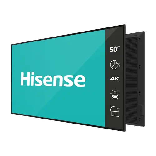 Широкоформатен дисплей, Hisense Digital Signage 50" DM series ; 24/7, 4K, 500 nit, 8ms, 5000:1, Auto Brightness, WiFi, BT 5.1, LAN, Android 11, VESA 300x300, Anti-glare