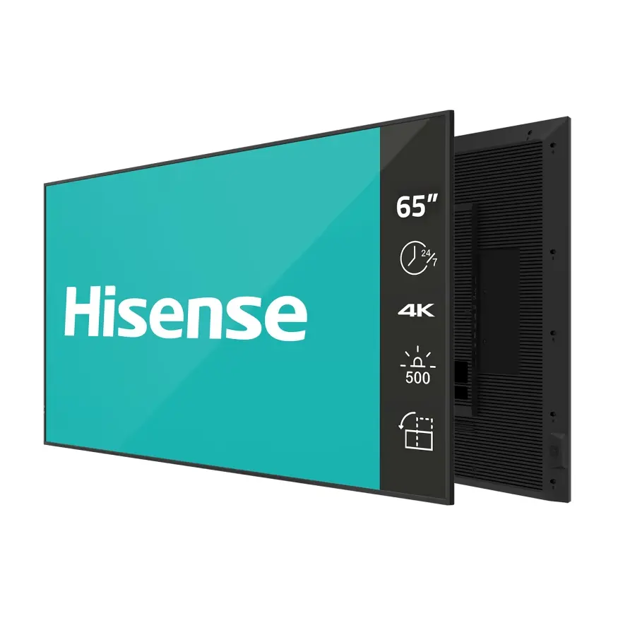 Широкоформатен дисплей, Hisense Digital Signage 65" DM series ; 24/7, 4K, 500 nit, 8ms, 1200:1, Auto Brightness, WiFi, BT 5.1, LAN, Android 11, VESA 400x400, Anti-glare