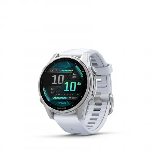 Garmin FĒNIX® 8 - 43 мм, AMOLED - FĒNIX® 8 - 43 мм, AMOLED - Silver с Whitestone силиконова каишка 010-02903-00