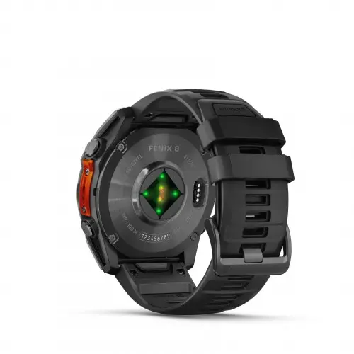 Garmin FĒNIX® 8 - 51 мм, AMOLED - FĒNIX® 8 - 51 мм, AMOLED, Sapphire - Titanium с Spark Orange/Graphite силиконова каишка 010-02905-11 - image 4