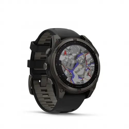 Garmin FĒNIX® 8 - 47 мм, SOLAR - FĒNIX® 8 - 47 мм Solar, Sapphire - Carbon Gray DLC Titanium с Black/Pebble Gray силиконова 010-02906-11 - image 2