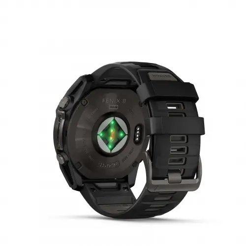 Garmin FĒNIX® 8 - 51 mm, SOLAR - fēnix 8 – 51 mm Solar, Sapphire - Carbon Gray DLC Titanium με σιλικονένιο λουράκι Black/Pebble Gray 010-02907-11 - image 4