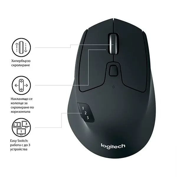 МИШКА LOGITECH M720 - Wireless / Безжична - Black - PN 910-004791 - image 1