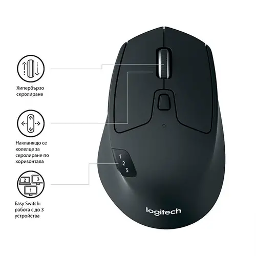 МИШКА LOGITECH M720 - Wireless / Безжична - Black - PN 910-004791 - image 1