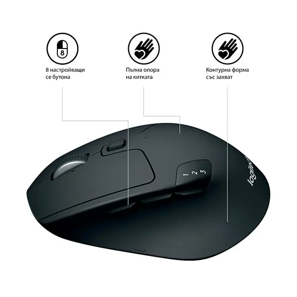 МИШКА LOGITECH M720 - Wireless / Безжична - Black - PN 910-004791 - image 2