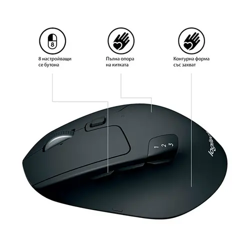 МИШКА LOGITECH M720 - Wireless / Безжична - Black - PN 910-004791 - image 2