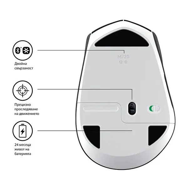 МИШКА LOGITECH M720 - Wireless / Безжична - Black - PN 910-004791 - image 3
