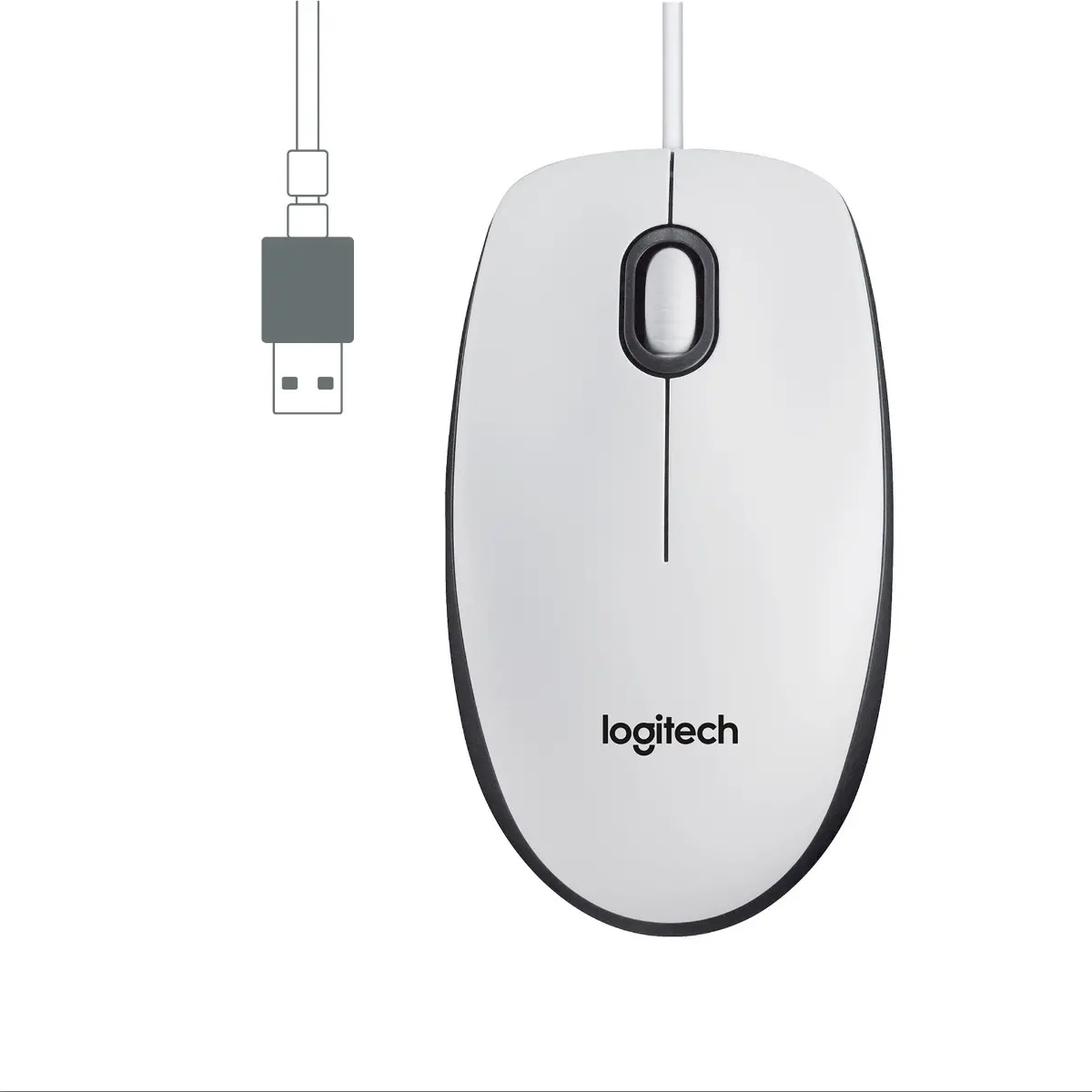МИШКА LOGITECH M100 - Corded Mouse / Optical Tracking Sensor - Жична - White - PN 910-006764 - image 3