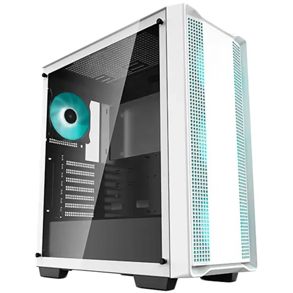 DeepCool CC560 WH V2, Mid Tower, Mini-ITX/Micro-ATX/ATX, 1xUSB3.0, 1xUSB2.0, 1xAudio, 4x120mm Pre-Installed LED Fans, Tempered Glass, Mesh Panel, White