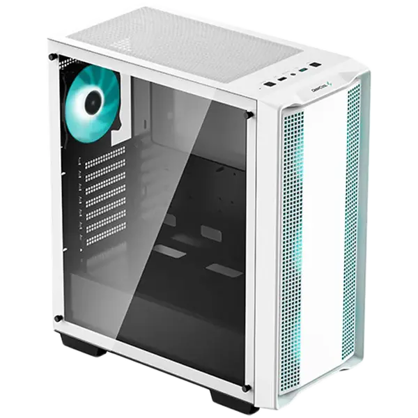 DeepCool CC560 WH V2, Mid Tower, Mini-ITX/Micro-ATX/ATX, 1xUSB3.0, 1xUSB2.0, 1xAudio, 4x120mm Pre-Installed LED Fans, Tempered Glass, Mesh Panel, White - image 1