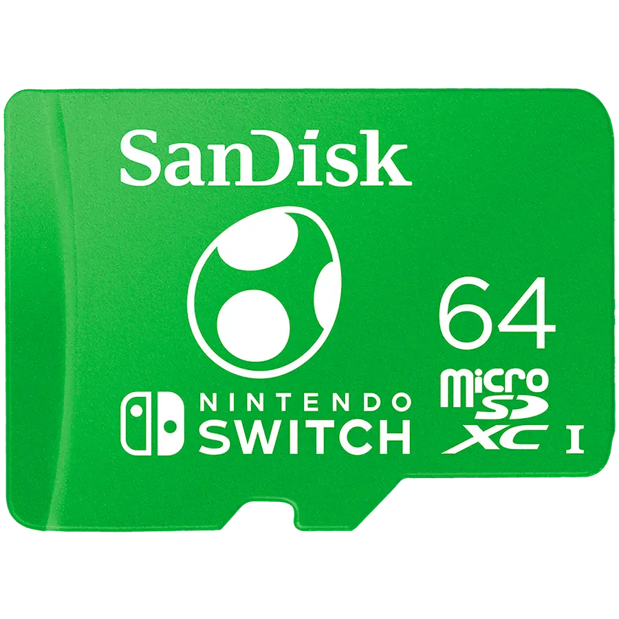 SANDISK Nintendo MicroSDXC UHS-I κάρτα για Nintendo Switch, Yoshi Edition - 64GB, ταχύτητα ανάγνωσης έως 100MB/s, εγγραφής έως 90MB/s