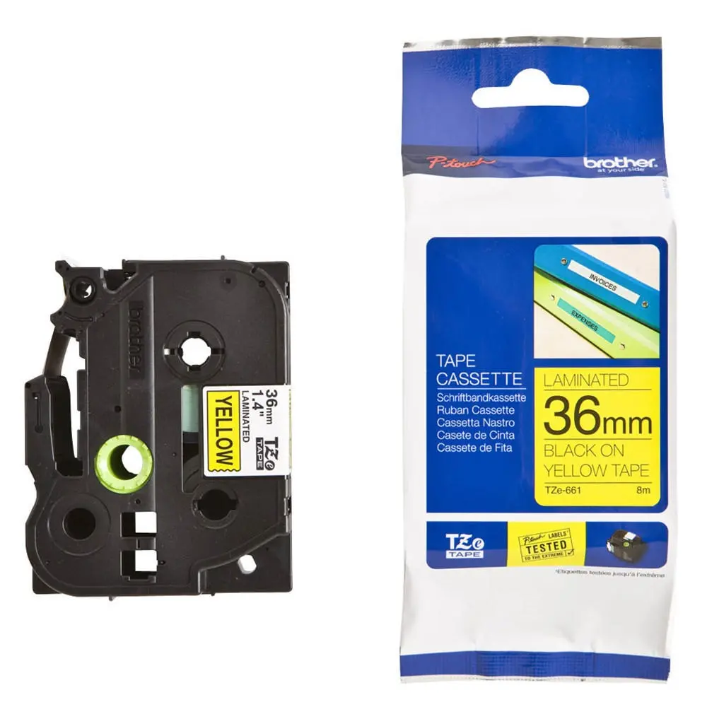 Консуматив, Brother TZe-661 Tape Black on Yellow, Laminated, 36mm, 8 m - Eco