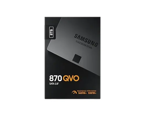 Твърд диск, Samsung SSD 870 QVO 8TB Int. 2.5" SATA, V-NAND 4bit MLC, Read up to 560MB/s, Write up to 530MB/s, MKX Controller, Cache Memory 8GB DDR4 - 6