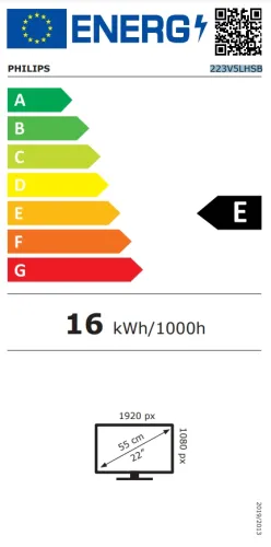Монитор, Philips 223V5LHSB, 21.5" Wide TN LED, 5 ms, 10M:1 DCR, 250cd/m2, 1920x1080 FullHD, HDMI, Black - image 4