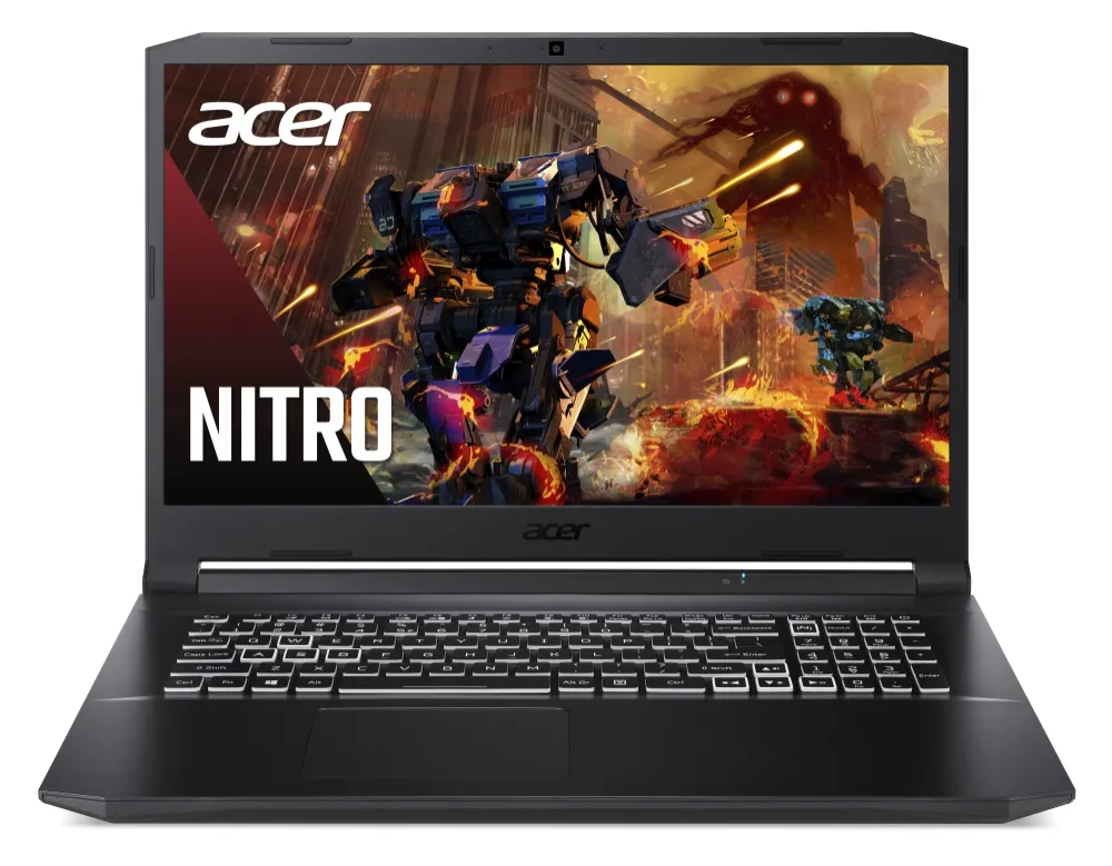 Лаптоп, Acer Nitro 5, AN517-54-760A, Core i7-11800H (2.3GHz up to 4.6GHz, 24MB), 17.3" FHD IPS 144Hz, 8 GB DDR4 3200MHz (1 slot free), 1024GB NVMe SSD, HDD Kit, RTX 3050 4GB GDDR6, Cam&Mic.,Wi-Fi 6ax, BT 5.1, Backlit kbd, No OS, Black