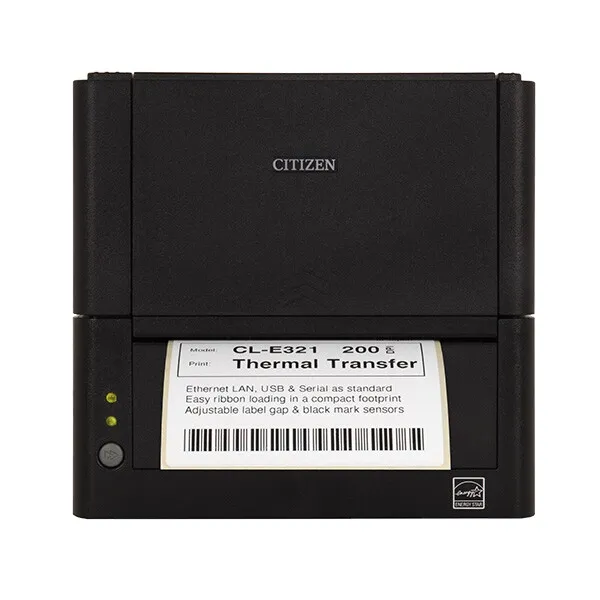 Етикетен принтер, Citizen Label Desktop printer CL-E321 Thermal Transfer+Direct Print Speed 200mm/s, Print Width(max.)4"(104 mm)/Media Width(min-max)1"- 5"(25.4-118.1 mm)/Roll Size(max)5"(125 mm), Core Size 1"(25mm),Resol.203dpi/Interface USB/RS-232/LAN EN Plug(EU) Black - image 3