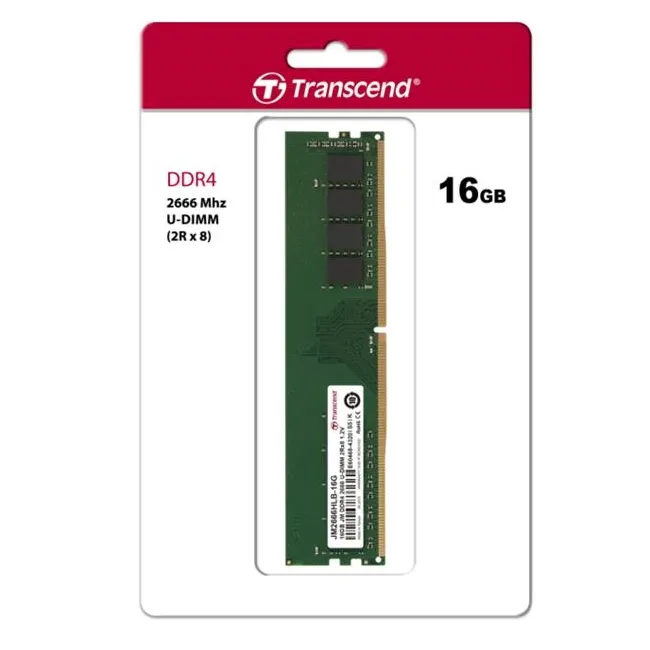 Памет, Transcend 16GB JM DDR4 2666Mhz U-DIMM 2Rx8 1Gx8 CL19 1.2V - image 1