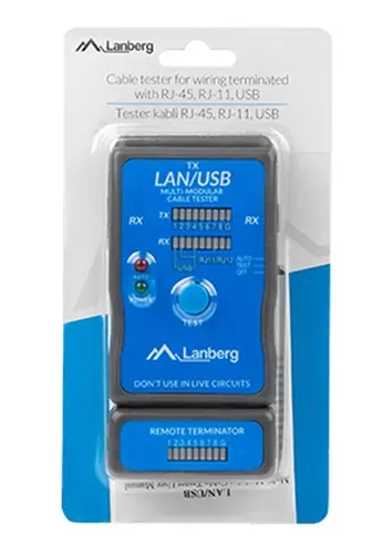 Instrument, Lanberg tester de cabluri pentru cablări terminate cu RJ-45, RJ-11, USB - 4