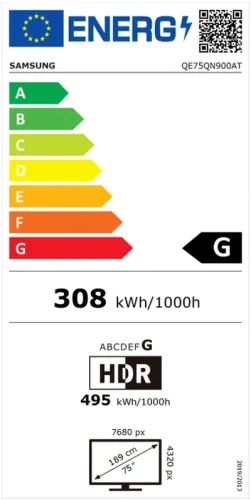 Телевизор, Samsung 75'' 75QN900A Neo QLED 8K FLAT, SMART, 4900 PQI, Quantum Matrix Pro, Direct Full Array 8x, Micro Dimming, Quantum HDR 3000, HDR 10+, Dolby Digital Plus, Q-Symphony, Mirroring, Bixby, Bluetooth 5.2, Wi-Fi 6, 4xHDMI, 3xUSB, Frameless, Tizen, Silver - image 6