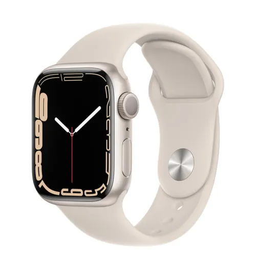 Часовник, Apple Watch Series 7 GPS, 41mm Starlight Aluminium Case with Starlight Sport Band - Regular