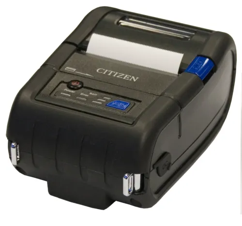 Етикетен принтер, Citizen Mobile Receipts printer CMP-20II Direct thermal Print Speed 80mm/s, Print Width 48mm/Media Width 58mm/Roll Size 48mm,Resol.203dpi/Print Sizes 2"/Interf.RS-232 /mini DIN/USB mini B/Bluetooth(iOS+And)/Battery Li-Ion/7.4 volt/1800mAh(24h) IP42/Black - image 1
