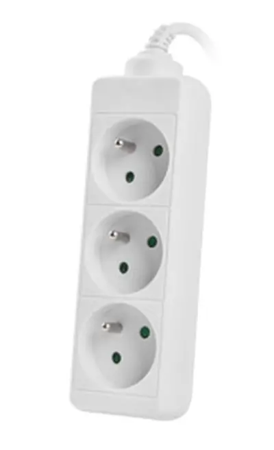 Разклонител, Lanberg power strip 1.5m, 3 sockets, french quality-grade copper cable, white - image 1
