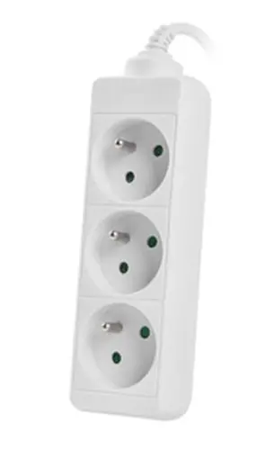 Разклонител, Lanberg power strip 1.5m, 3 sockets, french quality-grade copper cable, white - image 1
