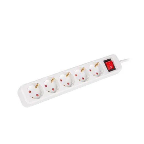 Разклонител, Lanberg power strip 1.5m, 5 sockets, french with circuit breaker quality-grade copper cable, white