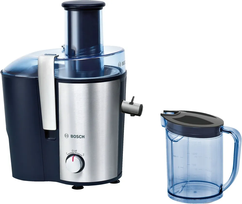 Сокоизстисквачка, Bosch MES3500, Centrifugal juicer 700 W, 2 speeds, 2 lt pulp container, 1.25 ltr juice container & foam separator, XL feeding tube (73 mm), ceramic knife, s/s sieve, s/s body, die-cast aluminum clamps, juice outlet with drip-stop and made of stainless st