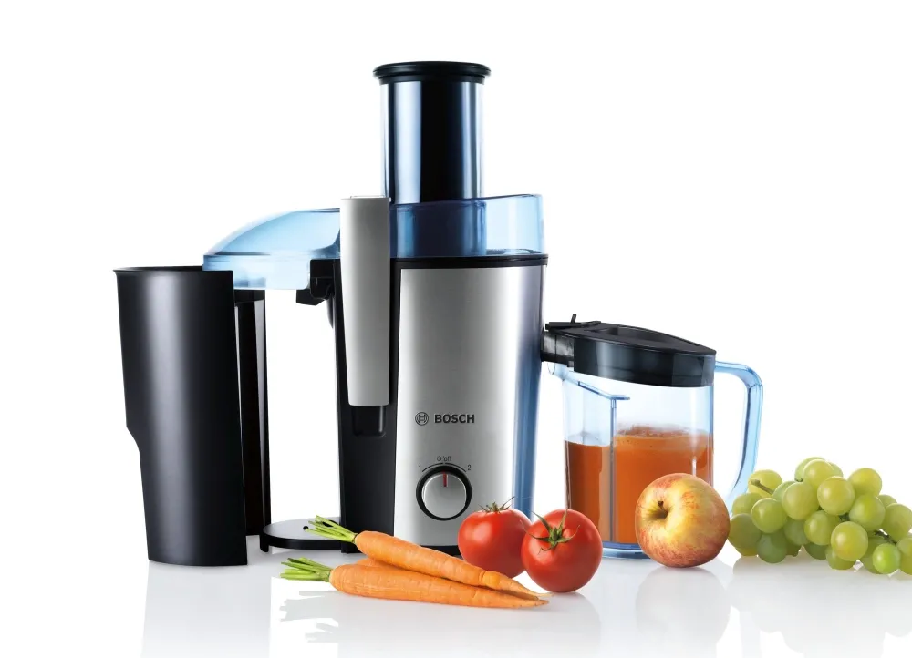 Сокоизстисквачка, Bosch MES3500, Centrifugal juicer 700 W, 2 speeds, 2 lt pulp container, 1.25 ltr juice container & foam separator, XL feeding tube (73 mm), ceramic knife, s/s sieve, s/s body, die-cast aluminum clamps, juice outlet with drip-stop and made of stainless st - image 5