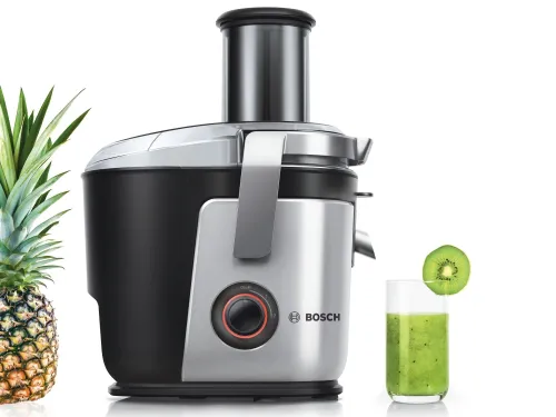 Сокоизстисквачка, Bosch MES4000, Centrifugal juicer 1000 W, 2 speeds, 3 lt pulp container, 1.5 ltr juice container & foam separator, XXL feeding tube (84 mm), ceramic knife, electropolished stainless steel sieve, die-cast aluminum body and clamps, juice outlet with drip-s - image 5