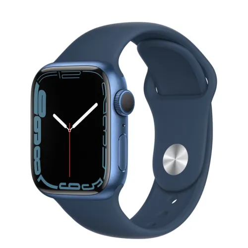 Часовник, Apple Watch Series 7 GPS, 41mm Blue Aluminium Case with Abyss Blue Sport Band - Regular