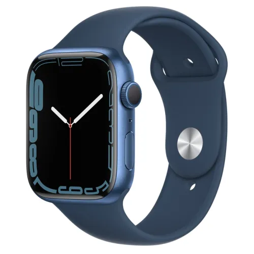 Часовник, Apple Watch Series 7 GPS, 45mm Blue Aluminium Case with Abyss Blue Sport Band - Regular
