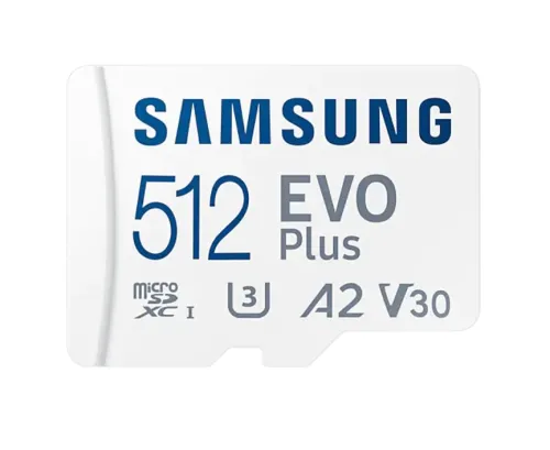Памет, Samsung 512GB micro SD Card EVO Plus with Adapter, Class10, Transfer Speed up to 130MB/s