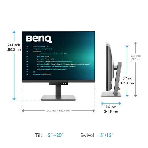 Монитор, BenQ RD280U, 28.2" IPS, 5ms, 3840x2560 4K+, 3:2, Programming Monitor, 1.07 billions col.,HDR400, 1200:1, 20M:1 DCR, 400 cd/m2, HDMI 2.0, DP 1.4, USB-C (90W), Flicker-free, B.I. Gen2, Low Blue Light+, Night Hours Prot., Sp.2W, Height Adj.,Tilt,Swivel - image 4