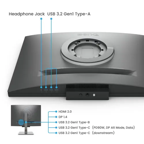 Монитор, BenQ RD280U, 28.2" IPS, 5ms, 3840x2560 4K+, 3:2, Programming Monitor, 1.07 billions col.,HDR400, 1200:1, 20M:1 DCR, 400 cd/m2, HDMI 2.0, DP 1.4, USB-C (90W), Flicker-free, B.I. Gen2, Low Blue Light+, Night Hours Prot., Sp.2W, Height Adj.,Tilt,Swivel - image 5