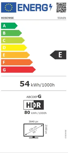 Телевизор, Hisense 50" A6N, 4K Ultra HD 3840x2160, DLED, DFA, Precision Colour, HDR 10+, HLG, Dolby Vision, Light Sensor, DTS Virtual X, Smart TV, WiFi, BT, AnyView Cast, Gaming Mode, 1xHDMI2 eArc, 2xHDMI, 2xUSB, LAN, CI+, DVB-T2/C/S2, Black - image 2