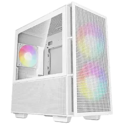 DeepCool CH360 DIGITAL WH, Mini Tower, Mini-ITX/Micro-ATX, 1x USB3.0, 1x Audio, 1x Type-C, Pre-Installed 2x140mm ARGB Fans + 1x120 ARGB Fan, Tempered Glass, GPU Support Arm, White, R-CH360-WHAPE3D-G-1